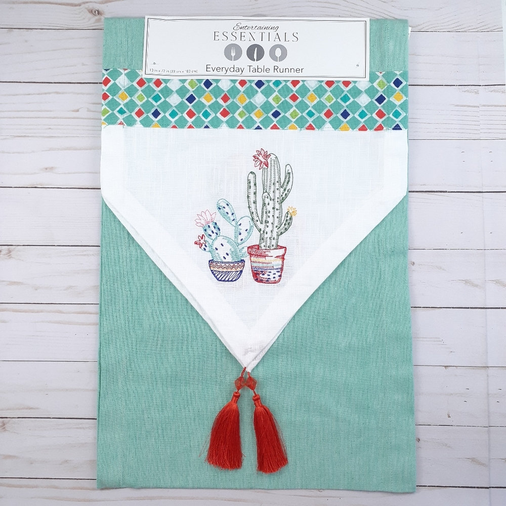 Table Runner Cactus GardenTassels 13x72